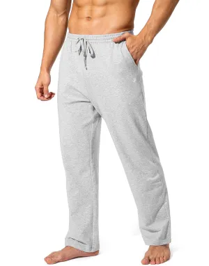 Pudolla Men's Cotton Yoga Sweatpants Athletic Lounge Pants Open Bottom Casual Jersey Pants for Men with Pockets