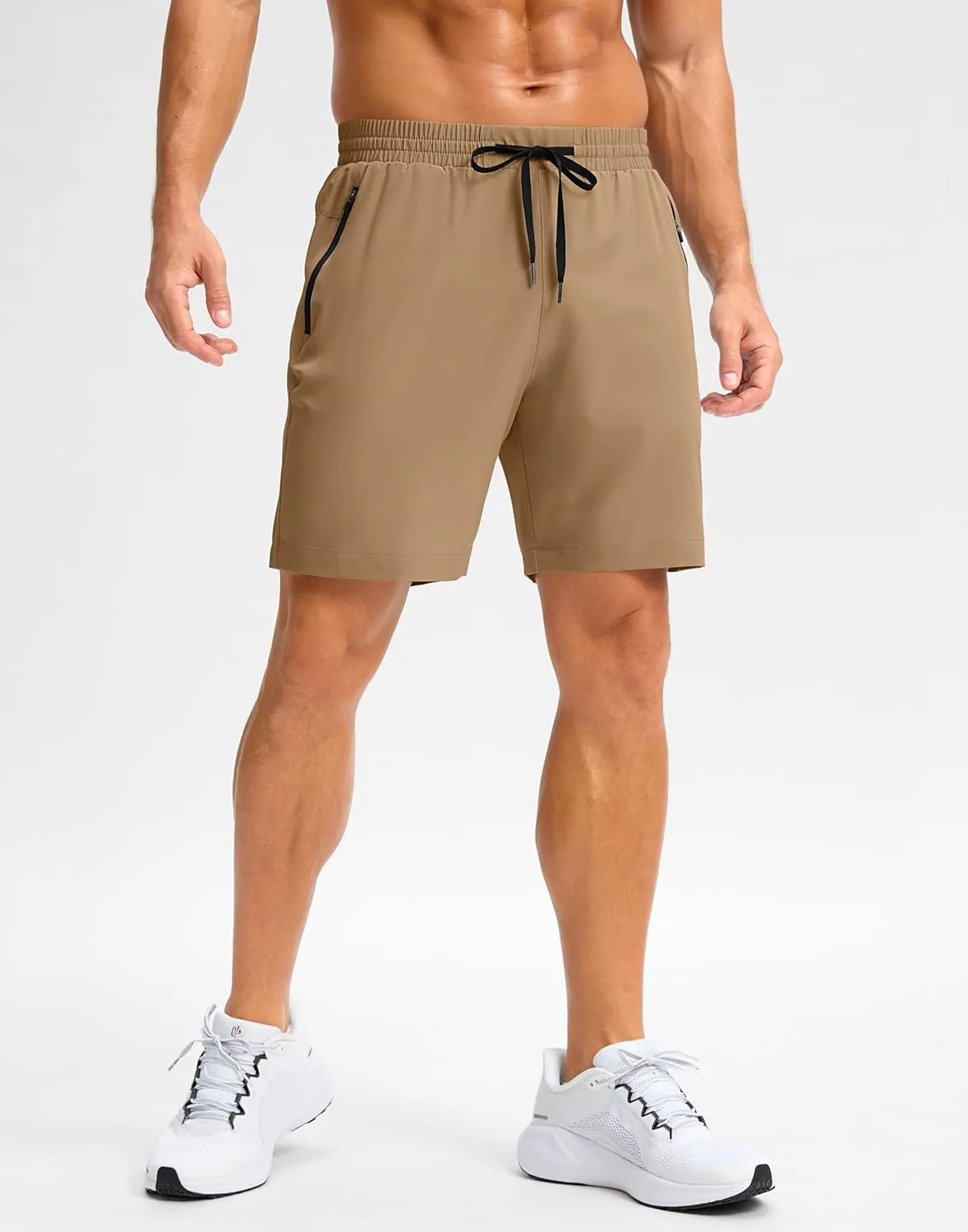 Pudolla Men's Running Gym Shorts with Zipper Pockets 7" Lightweight Quick Dry Running Workout Athletic Shorts for Men