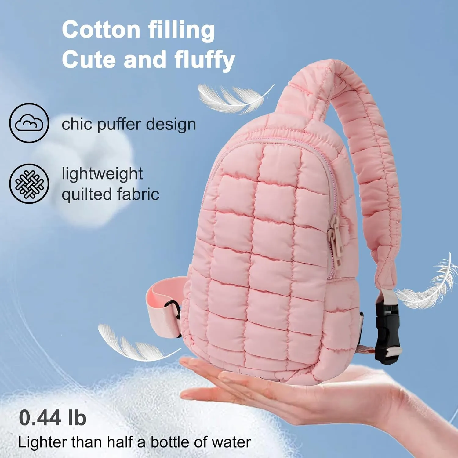 Puffer Tote Bag for Women Quilted Tote Bag Mini Chest Bag Quilted Carryall Puffer Shoulder Bag Quilted Padding Lightweight Travel Trip Bag(Pink)