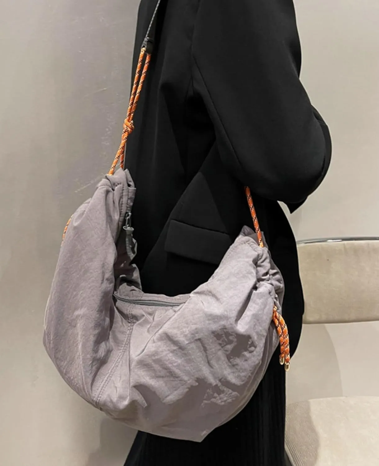 Puffy Tote Bag Unisex Cross Body Nylon Crescent Shoulder Purse Carry On Bag Travel Work Gym Handbag Winter
