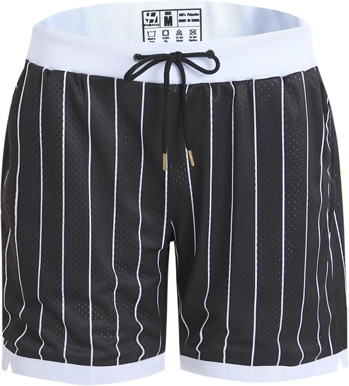 Pullonsy Basketball Athletic Mesh Shorts with Zip Pockets for Men, Running Workout Gym Sports 7 Inche Inseam
