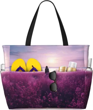 Purple Beach Tote Bag For Women Beach Bag Waterproof And Sandproof Tote Bag Large Travel Bag