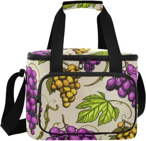 Purple Grape Insulated Cooler Bag for Women Men Leakproof 24 Can Camping Cooler Tote for Travel Outdoors Trip
