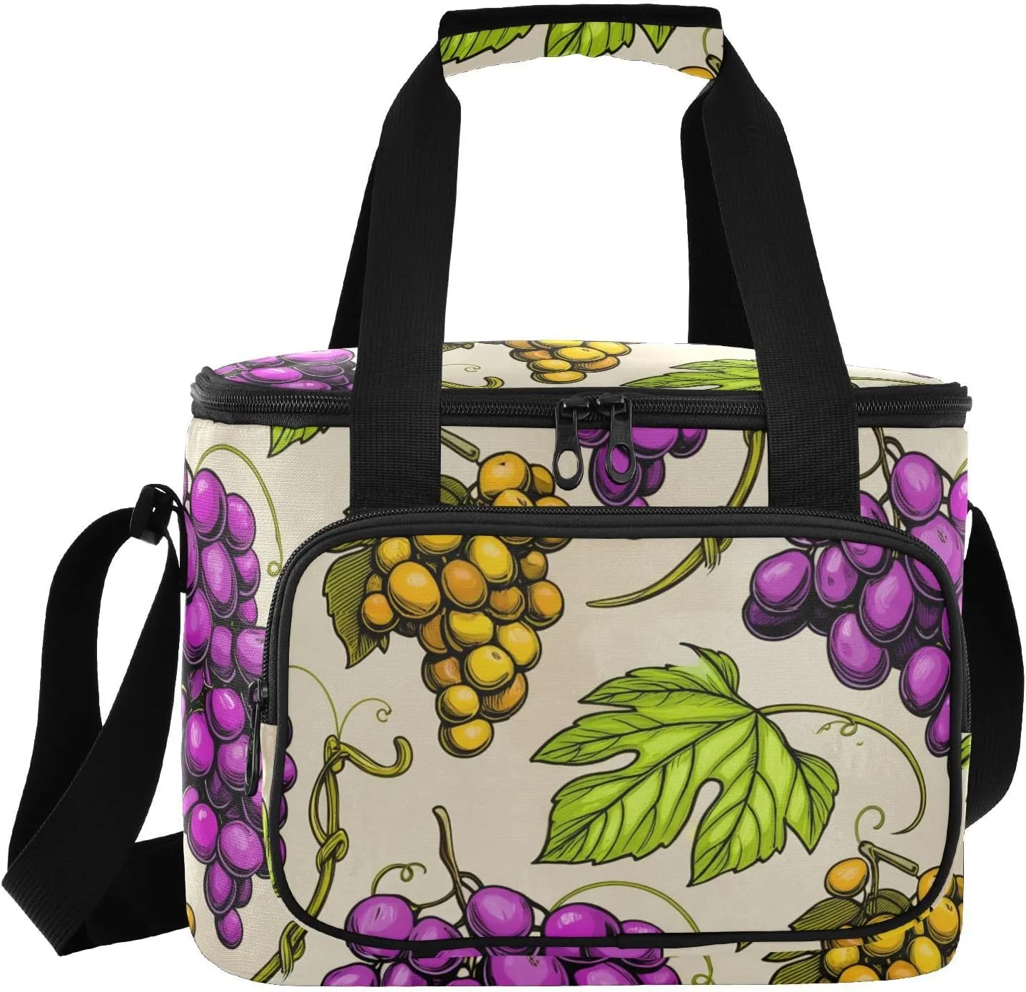 Purple Grape Insulated Cooler Bag for Women Men Leakproof 24 Can Camping Cooler Tote for Travel Outdoors Trip