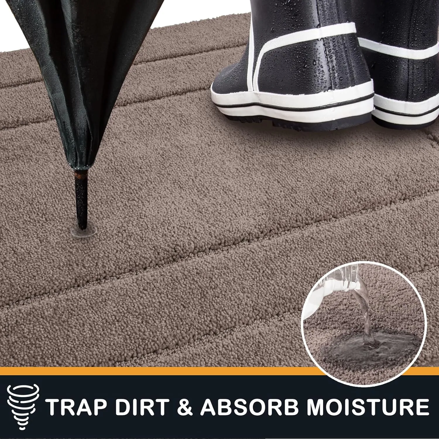 PURRUGS Dirt Trapper Door Mat 20" x 31.5", Non-Slip/Skid Machine Washable Entryway Rug, Dog Doormat, Super Absorbent Welcome Mat for Muddy Wet Shoes and Paws, Grayish Brown