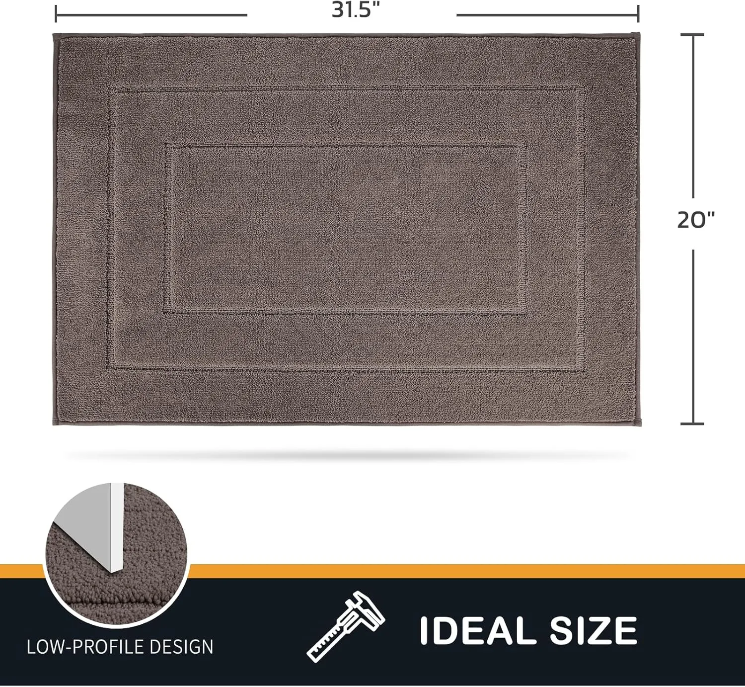 PURRUGS Dirt Trapper Door Mat 20" x 31.5", Non-Slip/Skid Machine Washable Entryway Rug, Dog Doormat, Super Absorbent Welcome Mat for Muddy Wet Shoes and Paws, Grayish Brown