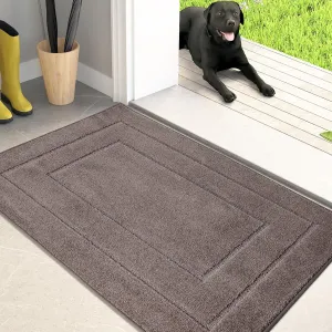 PURRUGS Dirt Trapper Door Mat 20" x 31.5", Non-Slip/Skid Machine Washable Entryway Rug, Dog Doormat, Super Absorbent Welcome Mat for Muddy Wet Shoes and Paws, Grayish Brown