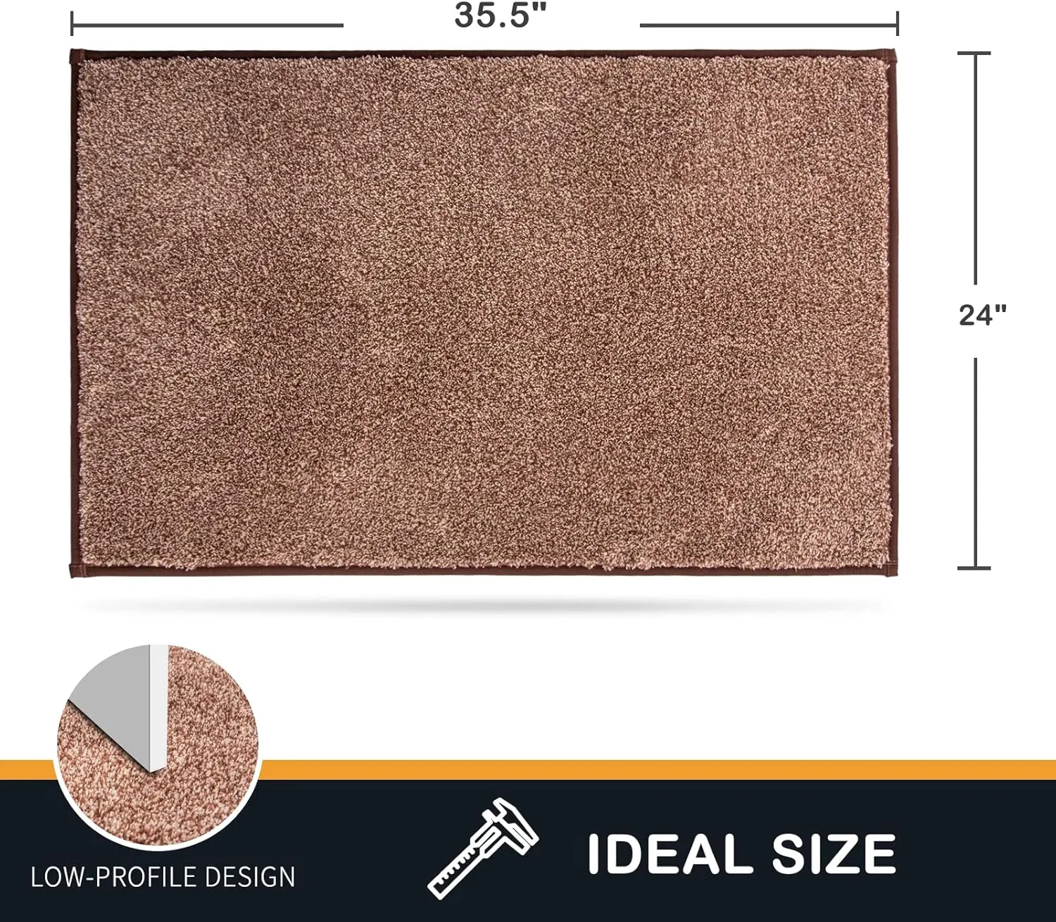 PURRUGS Dirt Trapper Door Mat 24" x 35.5", Non-Slip Machine Washable Entry Rug, Shoe Scraper, Dog Doormat, Super Absorbent Welcome Mat for Front & Back Door, Muddy Shoes & Paws, Brown-Light Cream