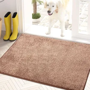 PURRUGS Dirt Trapper Door Mat 24" x 35.5", Non-Slip Machine Washable Entry Rug, Shoe Scraper, Dog Doormat, Super Absorbent Welcome Mat for Front & Back Door, Muddy Shoes & Paws, Brown-Light Cream