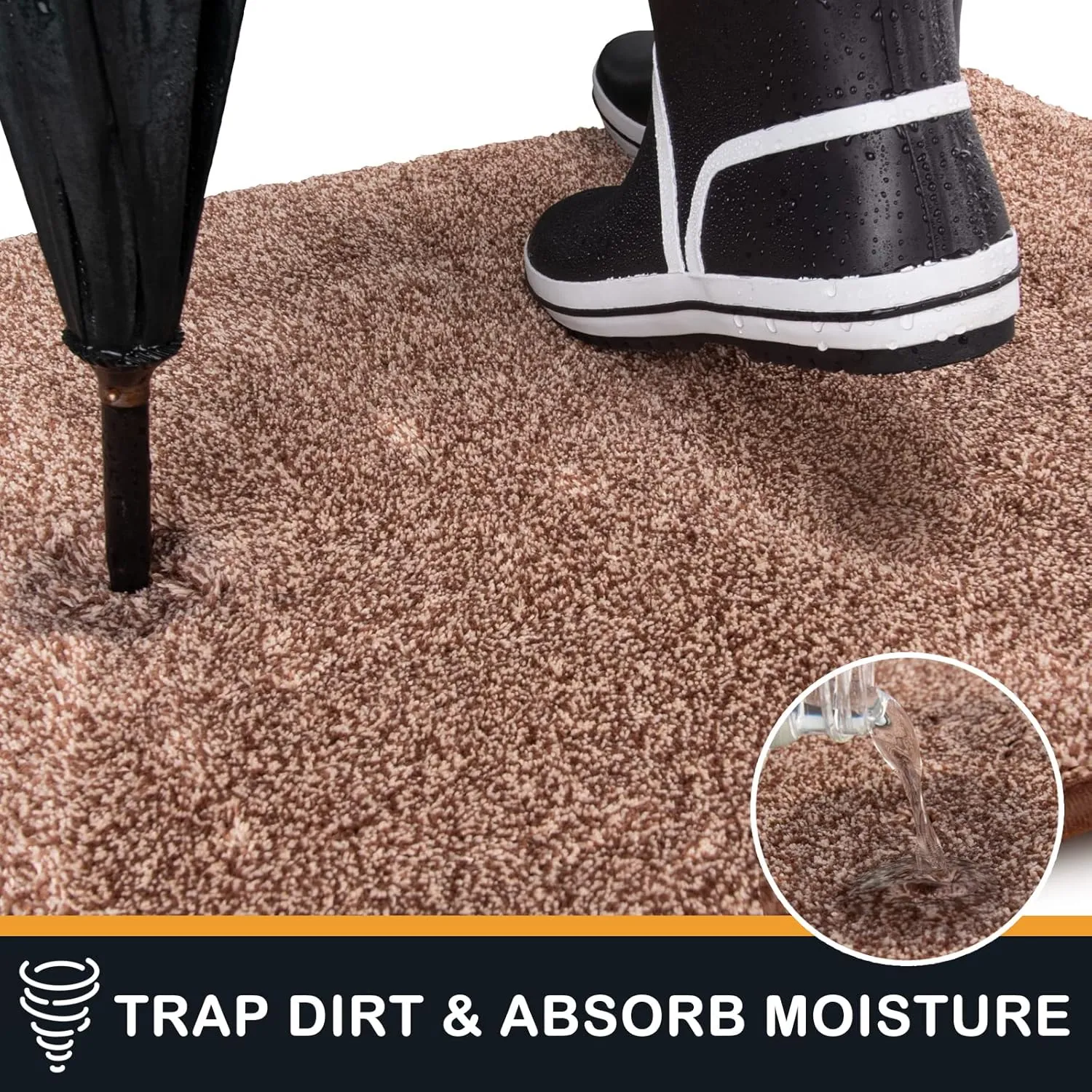 PURRUGS Dirt Trapper Door Mat 24" x 35.5", Non-Slip Machine Washable Entry Rug, Shoe Scraper, Dog Doormat, Super Absorbent Welcome Mat for Front & Back Door, Muddy Shoes & Paws, Brown-Light Cream