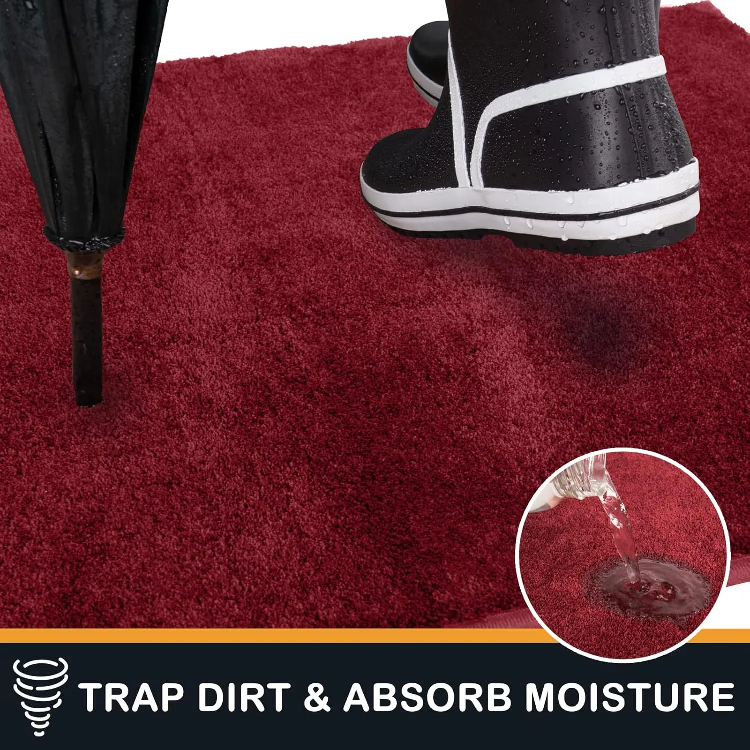 PURRUGS Dirt Trapper Door Mat 24" x 35.5", Non-Slip Machine Washable Entry Rug, Shoe Scraper, Dog Doormat, Super Absorbent Welcome Mat for Front & Back Door, Muddy Shoes & Paws, Burgundy Red