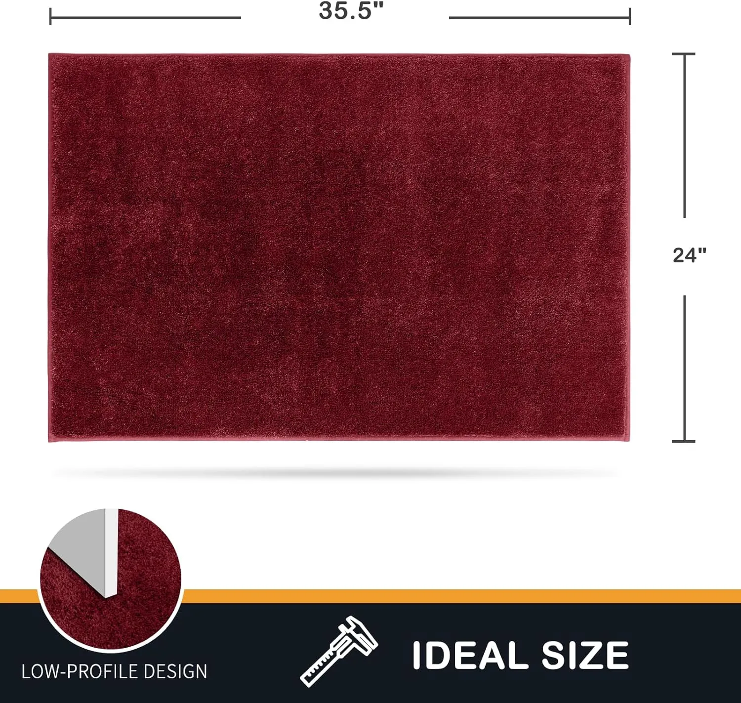 PURRUGS Dirt Trapper Door Mat 24" x 35.5", Non-Slip Machine Washable Entry Rug, Shoe Scraper, Dog Doormat, Super Absorbent Welcome Mat for Front & Back Door, Muddy Shoes & Paws, Burgundy Red