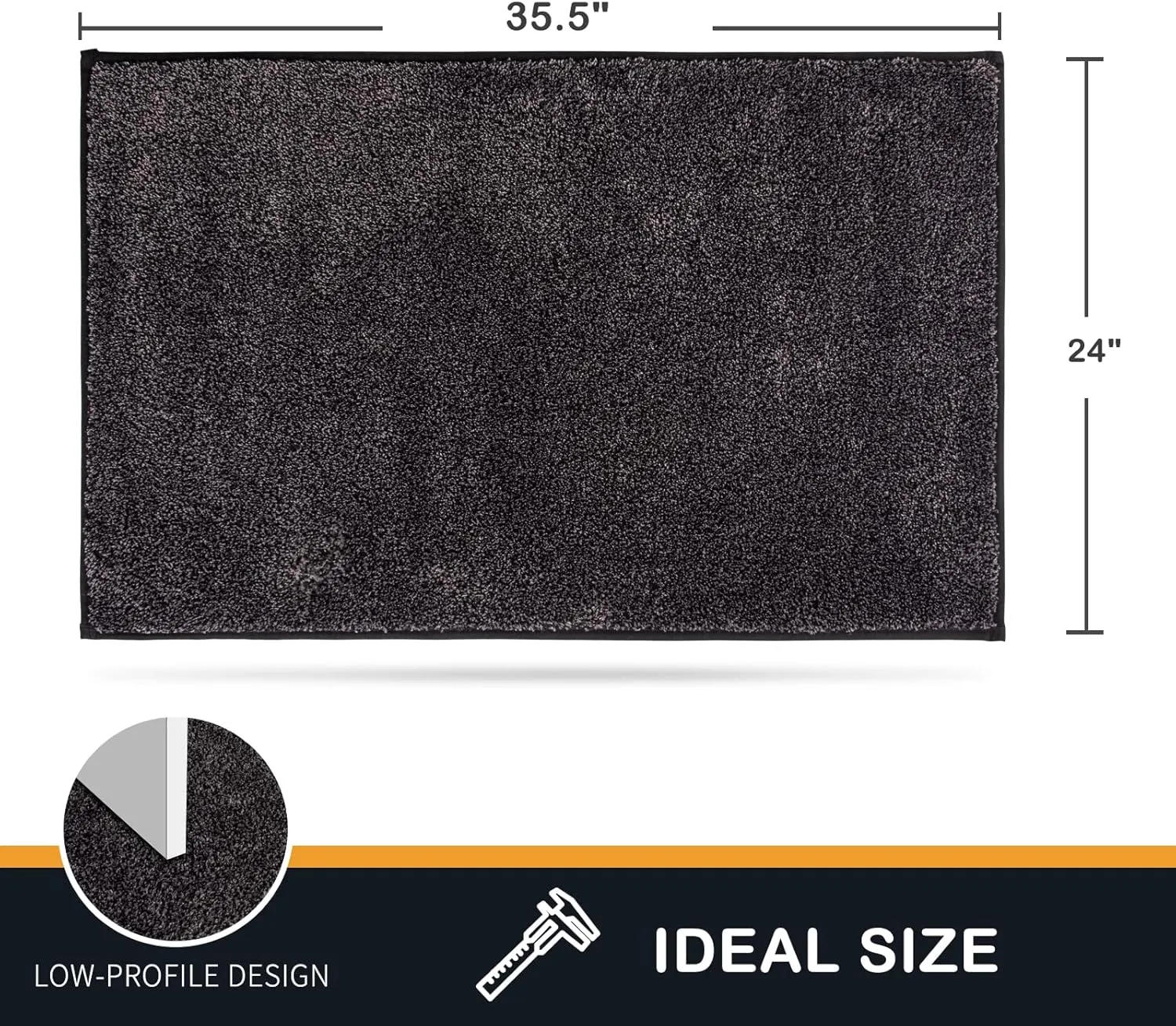 PURRUGS Dirt Trapper Door Mat 24" x 35.5", Non-Slip Machine Washable Entry Rug, Shoe Scraper, Dog Doormat, Super Absorbent Welcome Mat for Front & Back Door, Muddy Shoes & Paws, Charcoal