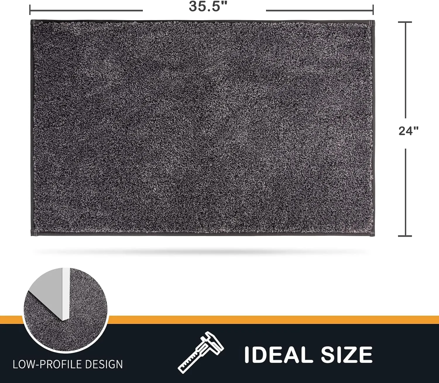 PURRUGS Dirt Trapper Door Mat 24" x 35.5", Non-Slip Machine Washable Entry Rug, Shoe Scraper, Dog Doormat, Super Absorbent Welcome Mat for Front & Back Door, Muddy Shoes & Paws, Light Grey-Dark Grey