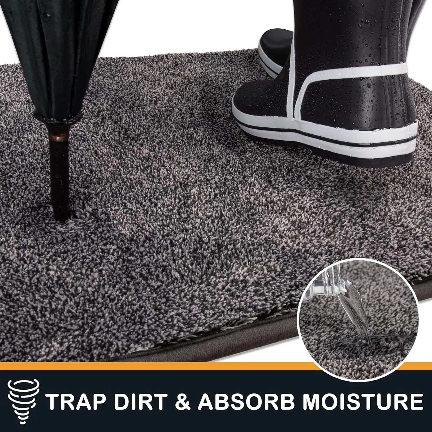PURRUGS Dirt Trapper Door Mat 24" x 35.5", Non-Slip Machine Washable Entry Rug, Shoe Scraper, Dog Doormat, Super Absorbent Welcome Mat for Front & Back Door, Muddy Shoes & Paws, Light Grey-Dark Grey