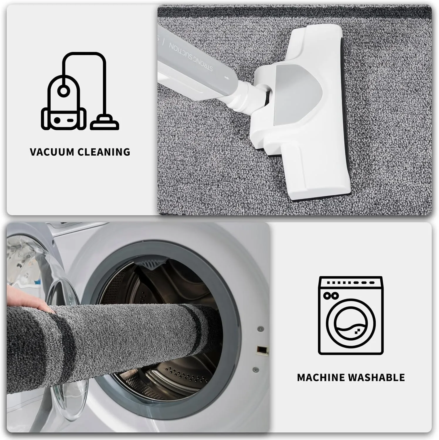 PURRUGS Dirt Trapper Door Mat 24" x 36", Non-Slip/Skid Machine Washable Entryway Rug, Shoes Scraper, Area Rug, Super Absorbent Welcome Mat for Muddy Wet Shoes and Paws, Light Grey & Dark Grey