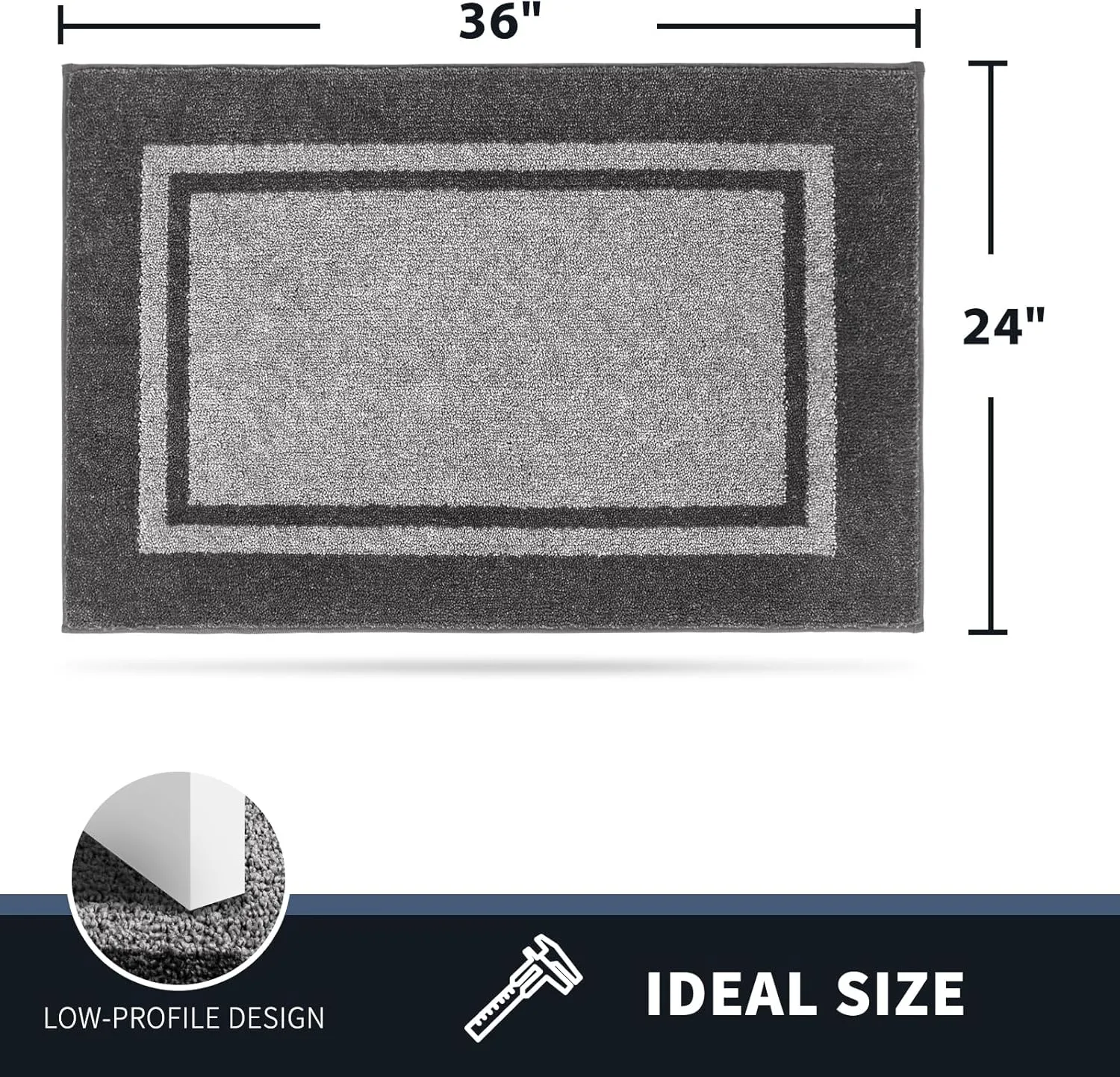 PURRUGS Dirt Trapper Door Mat 24" x 36", Non-Slip/Skid Machine Washable Entryway Rug, Shoes Scraper, Area Rug, Super Absorbent Welcome Mat for Muddy Wet Shoes and Paws, Light Grey & Dark Grey