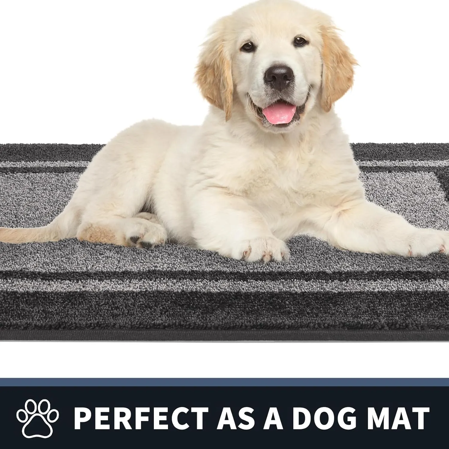 PURRUGS Dirt Trapper Door Mat 24" x 36", Non-Slip/Skid Machine Washable Entryway Rug, Shoes Scraper, Area Rug, Super Absorbent Welcome Mat for Muddy Wet Shoes and Paws, Light Grey & Dark Grey