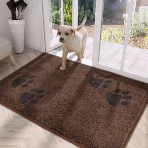 PURRUGS Dirt Trapper Door Mat 32" x 47", Non-Skid/Slip Machine Washable Microfiber Entrance Rug, Shoes Scraper, Dog Doormat, Super Absorbent Floor Mat for Muddy Wet Shoes and Paws, Brown