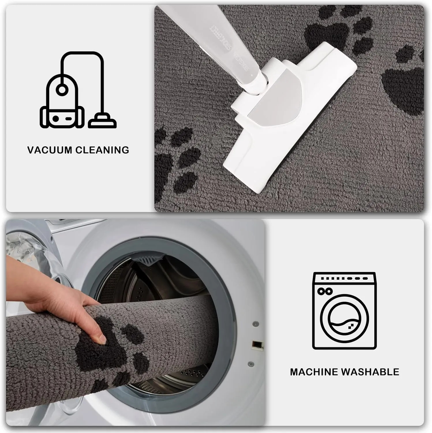 PURRUGS Dirt Trapper Door Mat 32" x 47", Non-Skid/Slip Machine Washable Microfiber Entrance Rug, Shoes Scraper, Dog Doormat, Super Absorbent Floor Mat for Muddy Wet Shoes and Paws, Light Grey