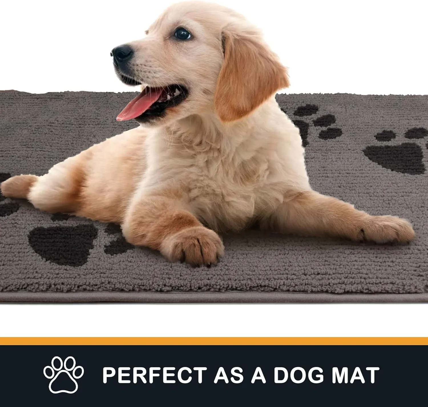 PURRUGS Dirt Trapper Door Mat 32" x 47", Non-Skid/Slip Machine Washable Microfiber Entrance Rug, Shoes Scraper, Dog Doormat, Super Absorbent Floor Mat for Muddy Wet Shoes and Paws, Light Grey