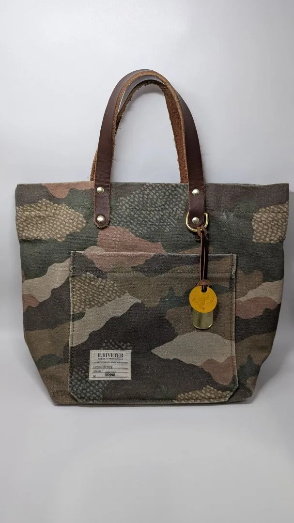 R. Riveter Green Camouflage Canvas Convertible Tote Bag