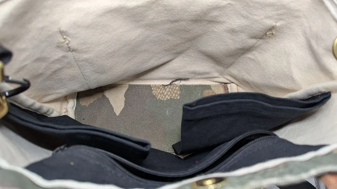 R. Riveter Green Camouflage Canvas Convertible Tote Bag