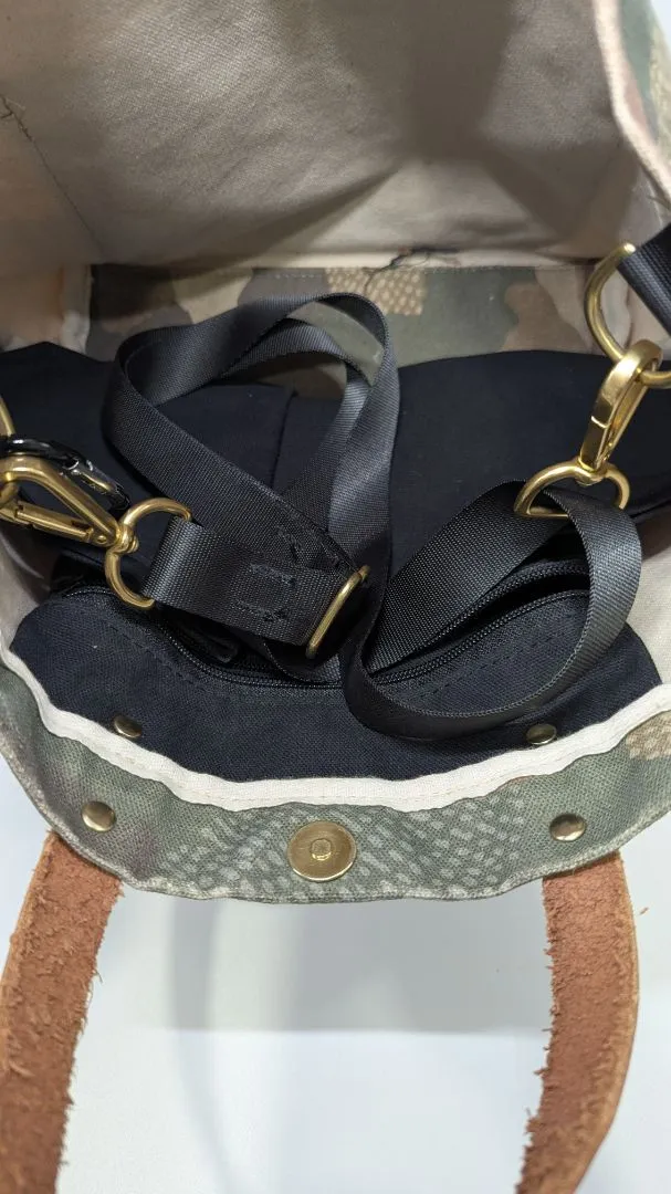 R. Riveter Green Camouflage Canvas Convertible Tote Bag