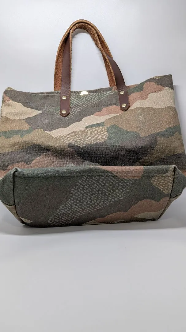 R. Riveter Green Camouflage Canvas Convertible Tote Bag