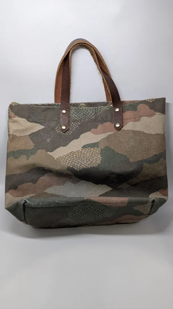 R. Riveter Green Camouflage Canvas Convertible Tote Bag