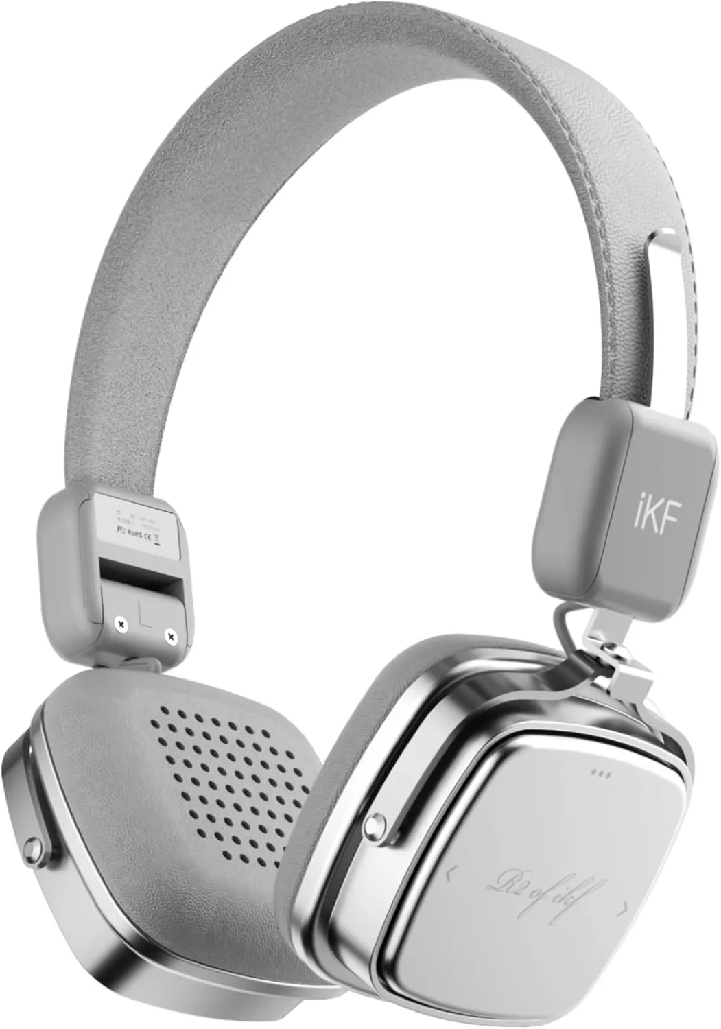 R2 Retro Classic Metal and Leather Grain Wireless Headphones, On Ear,Ergonomic Design,40mm Drivers, ENC Noise Cancelling, Bluetooth V5.4 & Wired Dual Mode, 60H Playtime,Throwback 80s 90s (Gray)