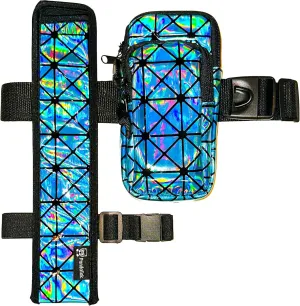 RaveVault Anti-Theft Rave Cell Phone Bag with Locking Zippers, Hidden Pocket – Perfect Phone Pouch for Ravers and Festival Go-ers (BLUE RaveVault   BLUE Fan Holster Combo)