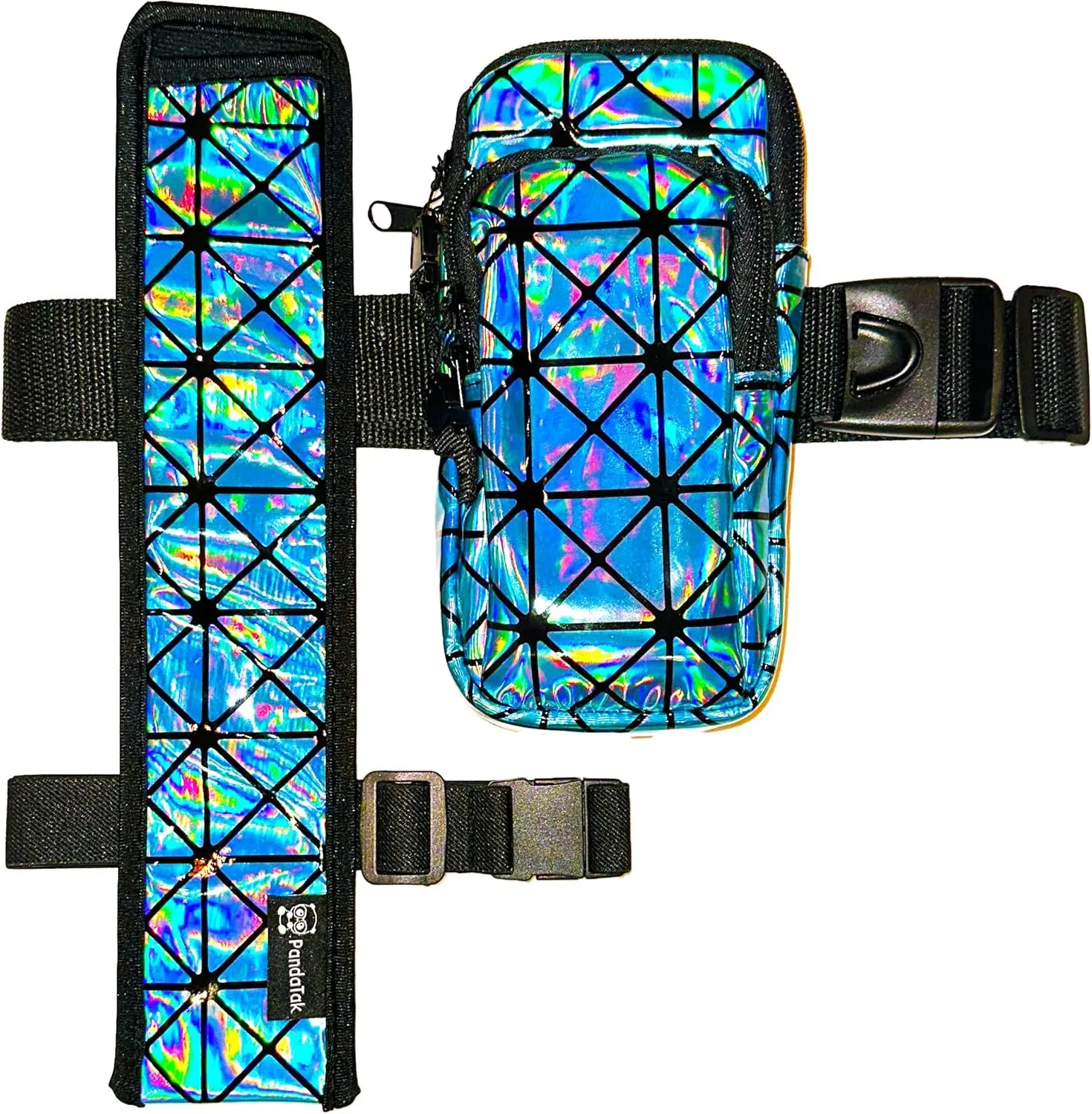 RaveVault Anti-Theft Rave Cell Phone Bag with Locking Zippers, Hidden Pocket – Perfect Phone Pouch for Ravers and Festival Go-ers (BLUE RaveVault   BLUE Fan Holster Combo)