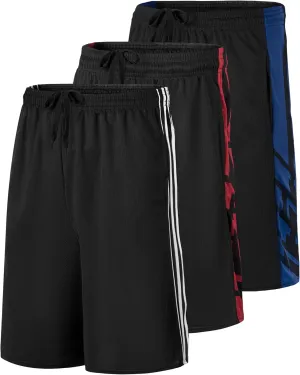 Real Essentials 3 Pack: Men's Mesh Athletic Performance Gym Shorts with Pockets (S-3X)
