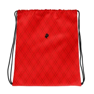 Red Dragon Argyle Drawstring Bag