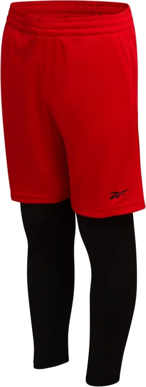 Reebok Boys Basketball Shorts - 2-in-1 Boys Athletic Shorts for Running with Compression Leggings, Pockets, and Drawstring