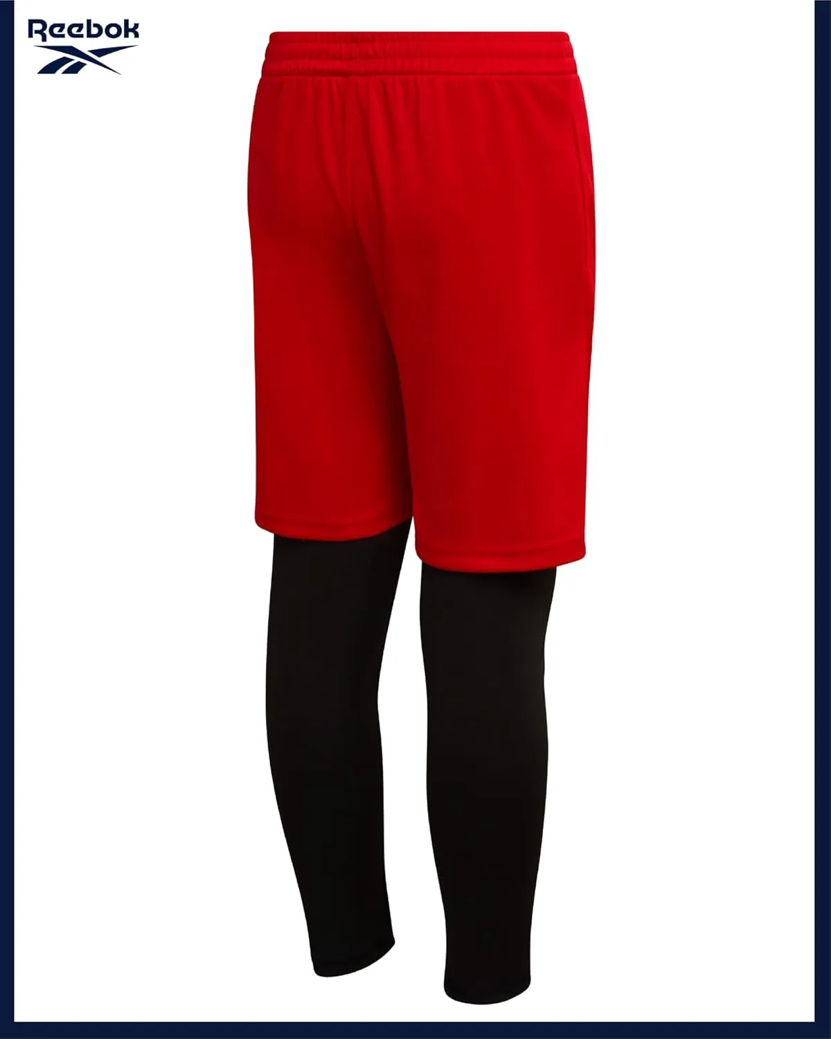 Reebok Boys Basketball Shorts - 2-in-1 Boys Athletic Shorts for Running with Compression Leggings, Pockets, and Drawstring