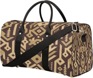 Retro Seamless Motifs Travel Duffle Bag Waterproof Foldable Weekender Bags for Women and Men Durable Carry on Overnight Bag with Shoulder Strap Lightweight Sports Gym Tote Bag
