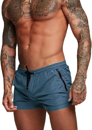 Rexcyril Men's Athletic Gym Workout Shorts 3 Inch Quick Dry Running Bodybuilding Short Shorts with Liner and Zipper Pockets