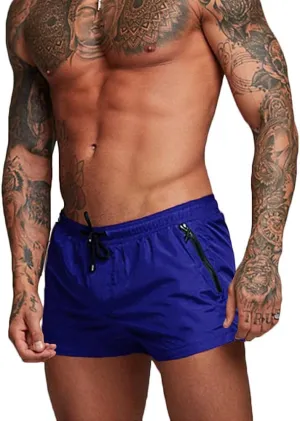 Rexcyril Men's Athletic Gym Workout Shorts 3 Inch Quick Dry Running Bodybuilding Short Shorts with Liner and Zipper Pockets