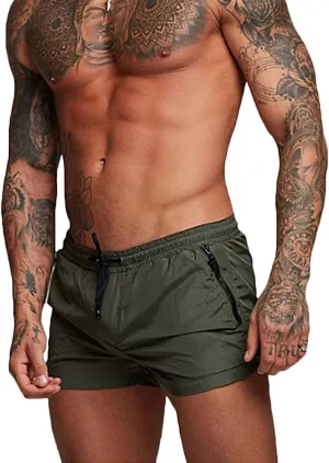 Rexcyril Men's Athletic Gym Workout Shorts 3 Inch Quick Dry Running Bodybuilding Short Shorts with Liner and Zipper Pockets