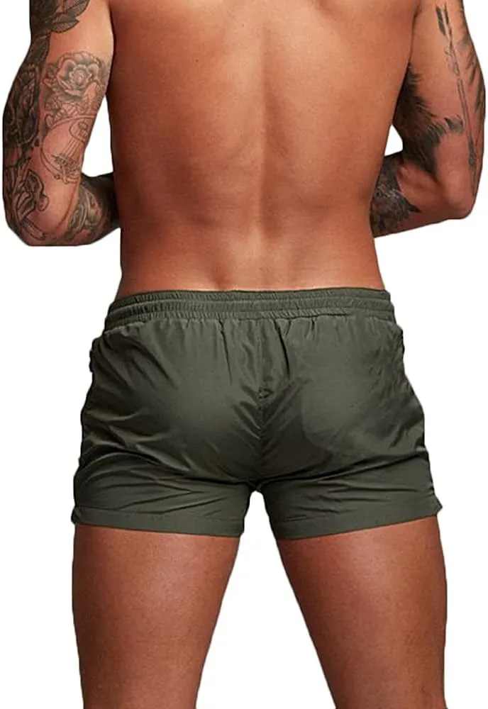 Rexcyril Men's Athletic Gym Workout Shorts 3 Inch Quick Dry Running Bodybuilding Short Shorts with Liner and Zipper Pockets