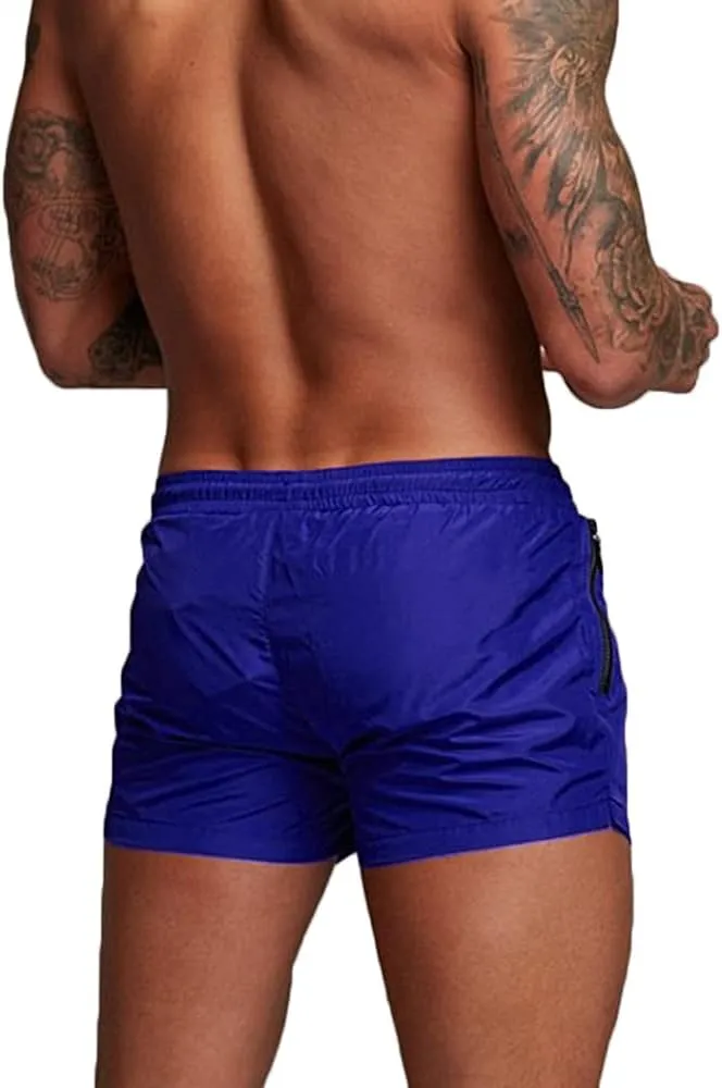 Rexcyril Men's Athletic Gym Workout Shorts 3 Inch Quick Dry Running Bodybuilding Short Shorts with Liner and Zipper Pockets