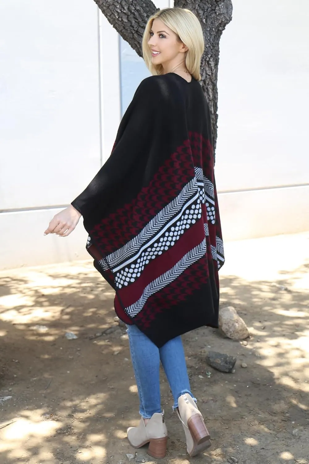 RIAH FASHION Bohemian Versatile Open Shawl Cardigan - Kimono Ruana Convertible Poncho Blanket Vest Sheer