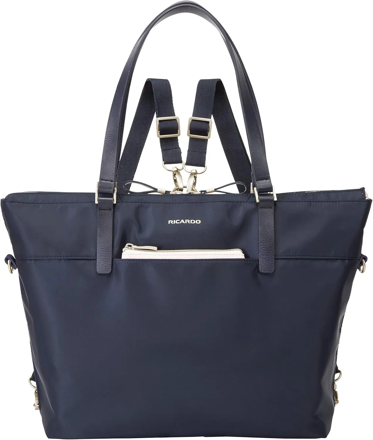 Ricardo Beverly Hills Indio Softside Convertible Tote, Lightweight and Durable Travel Tote, Includes Backpack Straps, Crossbody, and Trolly Sleeve, Dark Navy