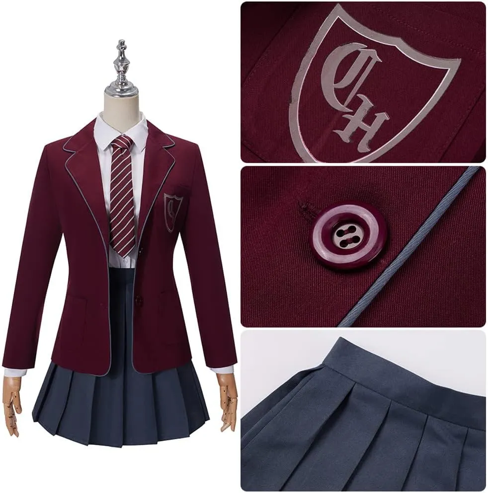 Roald Dahl Matilda the Musical Cosplay Costume Grey Red School Uniform JK Dress With Tie Halloween Party