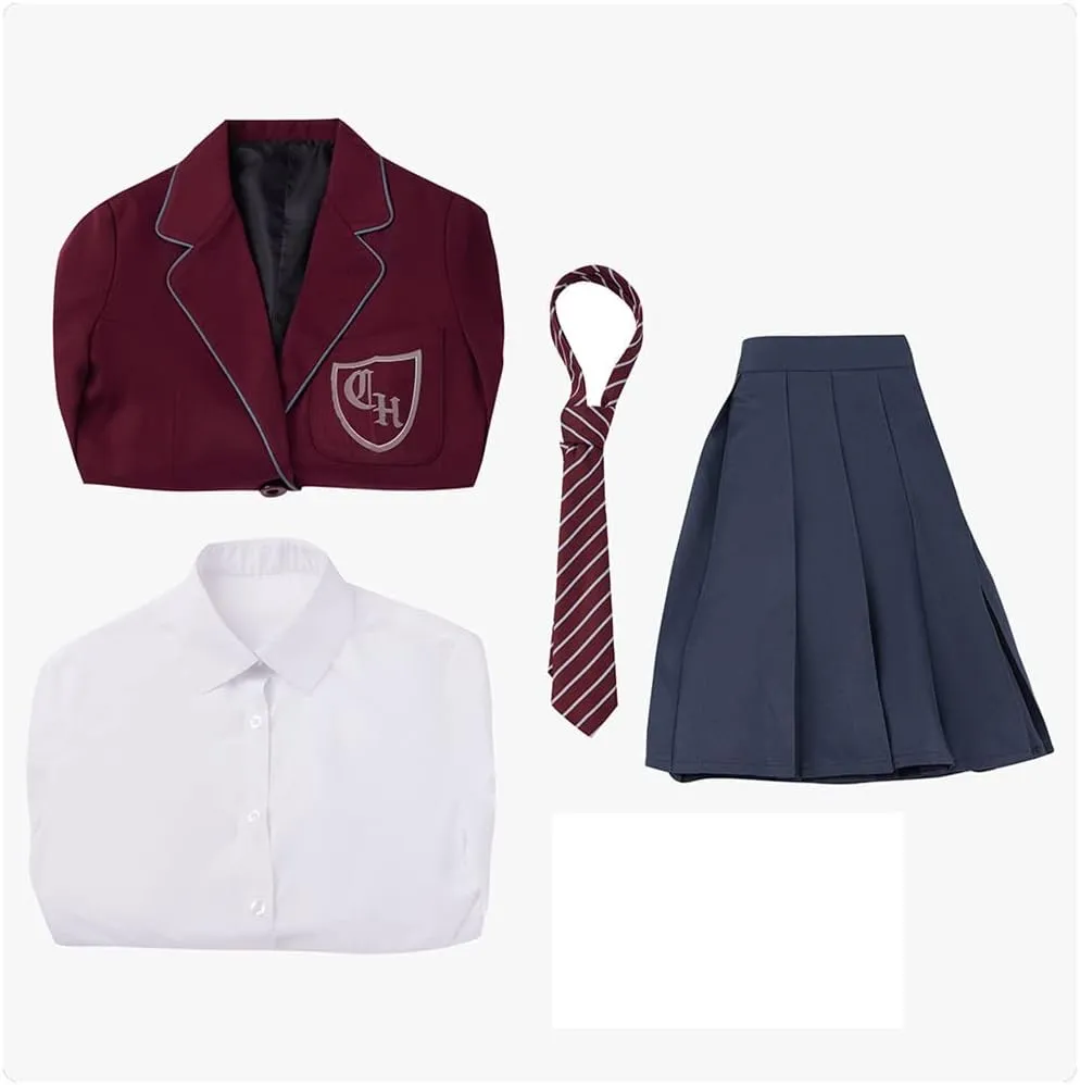 Roald Dahl Matilda the Musical Cosplay Costume Grey Red School Uniform JK Dress With Tie Halloween Party