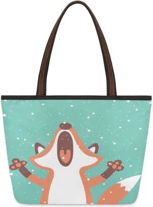 Roar Fox Tote Bag Tote Purse for Women with Zipper Womens Handbags for Work Travel