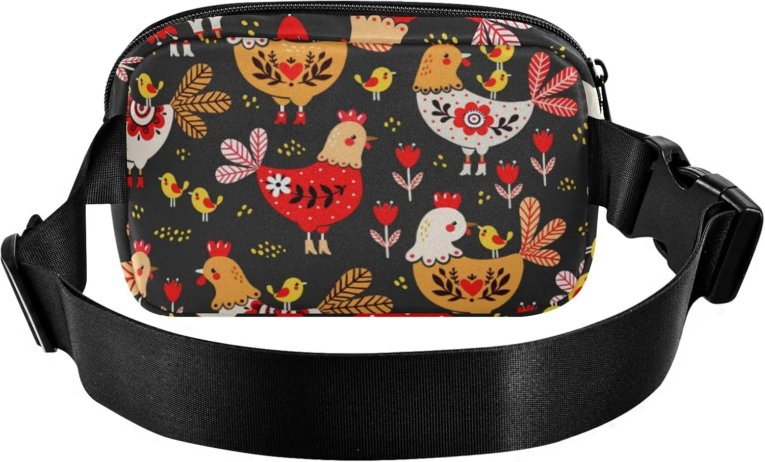 Rooster Chickens Animal Fanny Packs for Women Men Belt Bag with Adjustable Strap Fashion Waist Packs Crossbody Bag Waist Pouch for Hiking Running