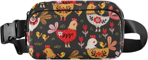 Rooster Chickens Animal Fanny Packs for Women Men Belt Bag with Adjustable Strap Fashion Waist Packs Crossbody Bag Waist Pouch for Hiking Running